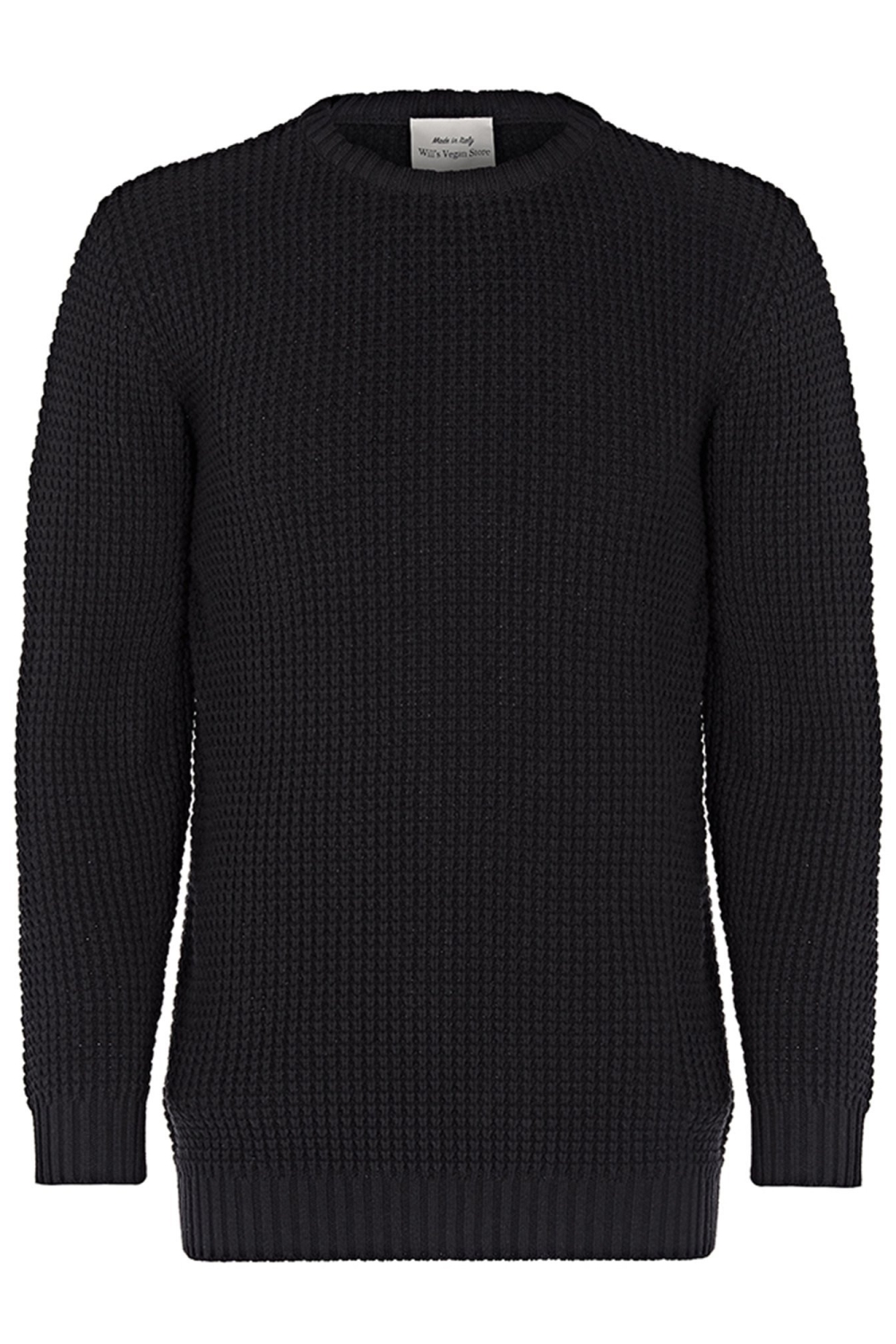 Will's Vegan Store Herren vegan Pullover Chunky Rib Schwarz