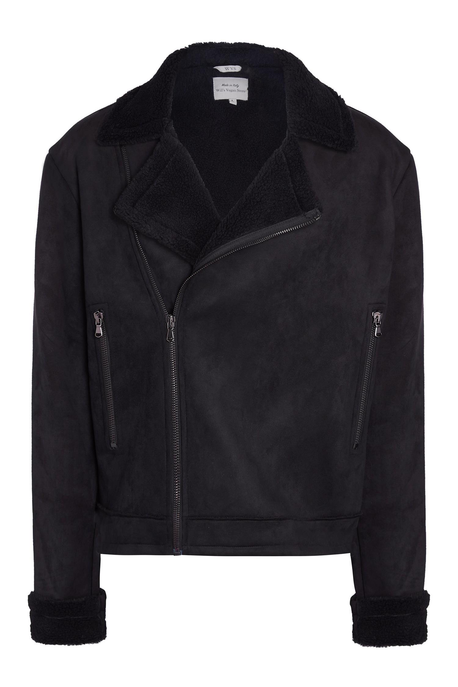 Will's Vegan Store Damen vegan Jacke Vegan Lammfell Schwarz