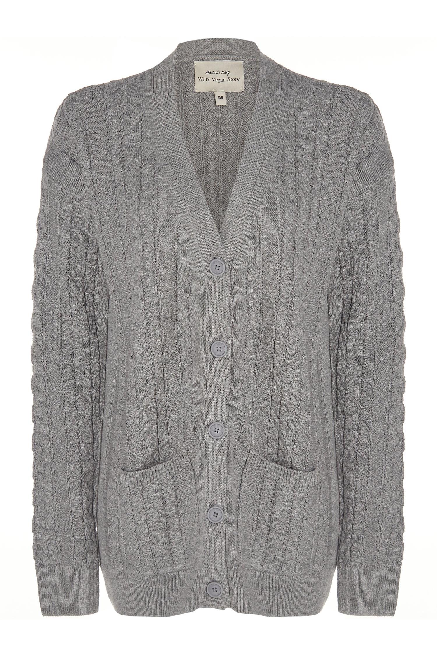 Will's Vegan Store Damen vegan Strickjacke Grobstrick Grau