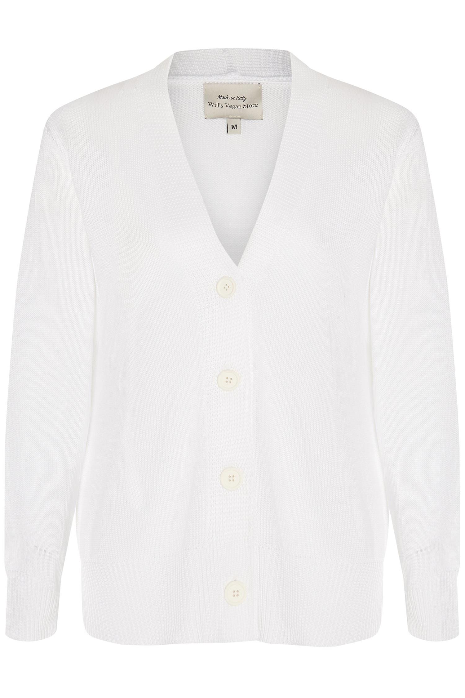 Will's Vegan Store Damen vegan Strickjacke Button Up Gestrickt WeiÃŸ