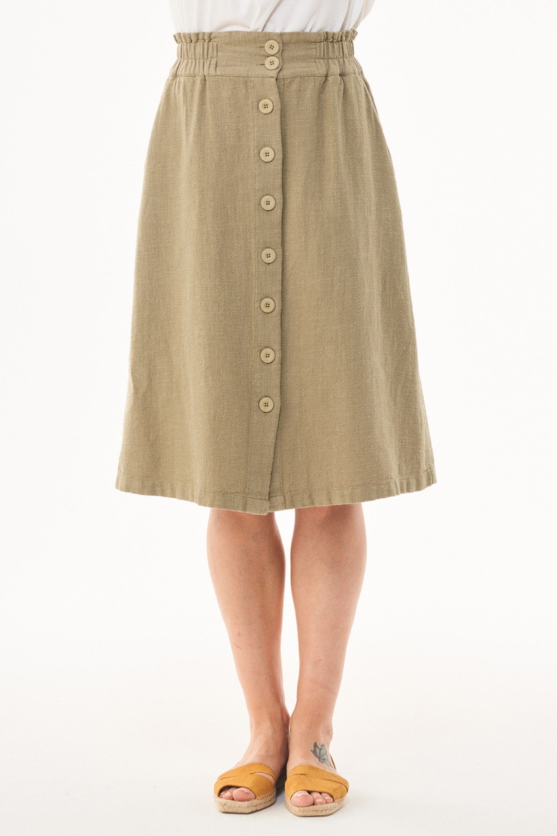 ORGANICATION Damen vegan Rock KnÃ¶pfe OlivgrÃ¼n