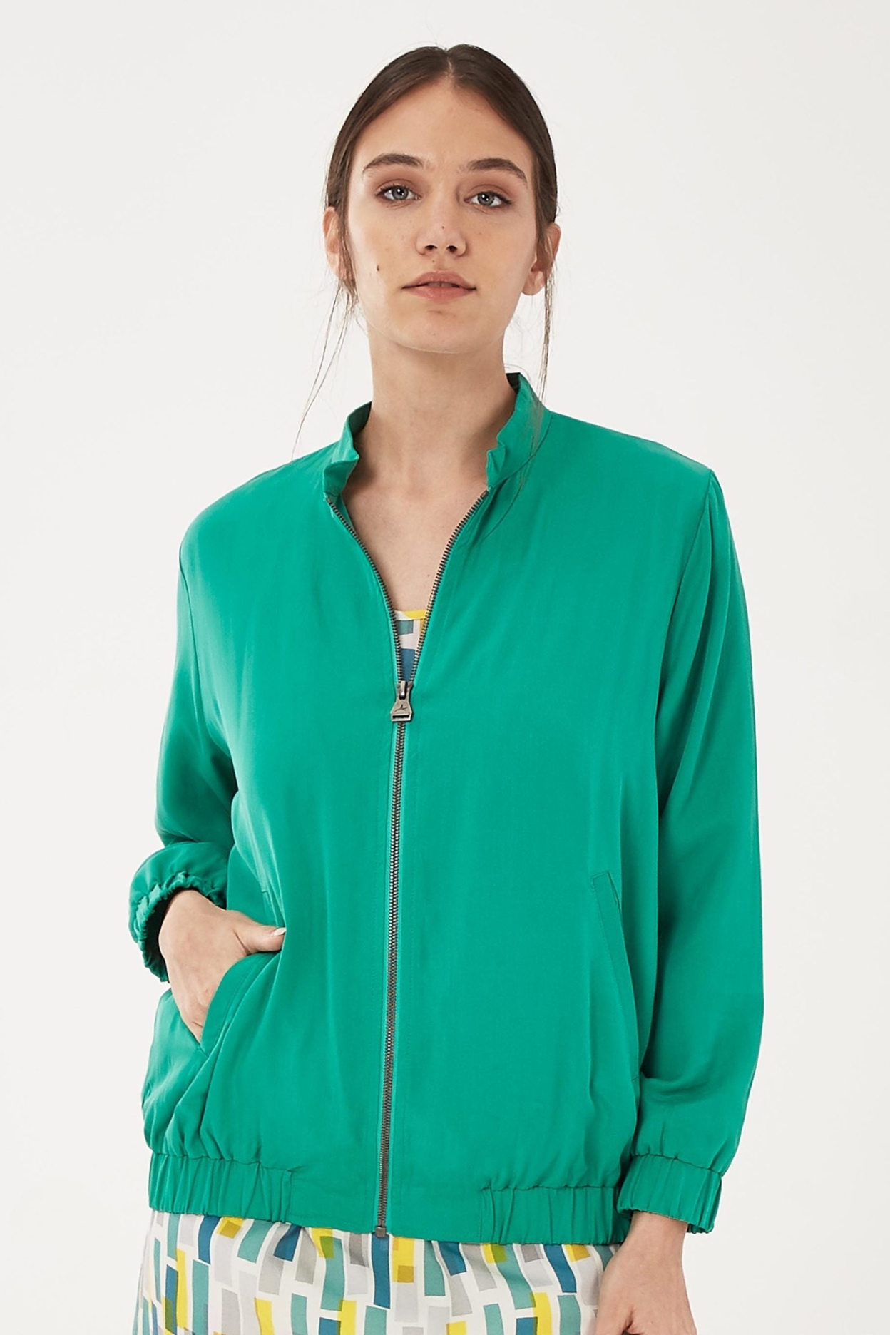 ORGANICATION Damen vegan Bomberjacke SmaragdgrÃ¼n