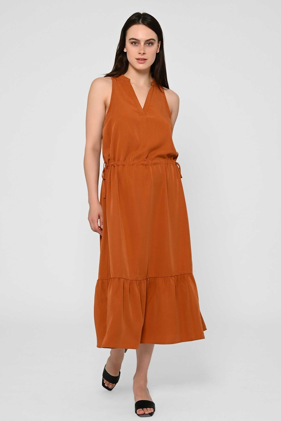 LOVJOI Damen vegan Maxikleid Ramaria Dark Amber