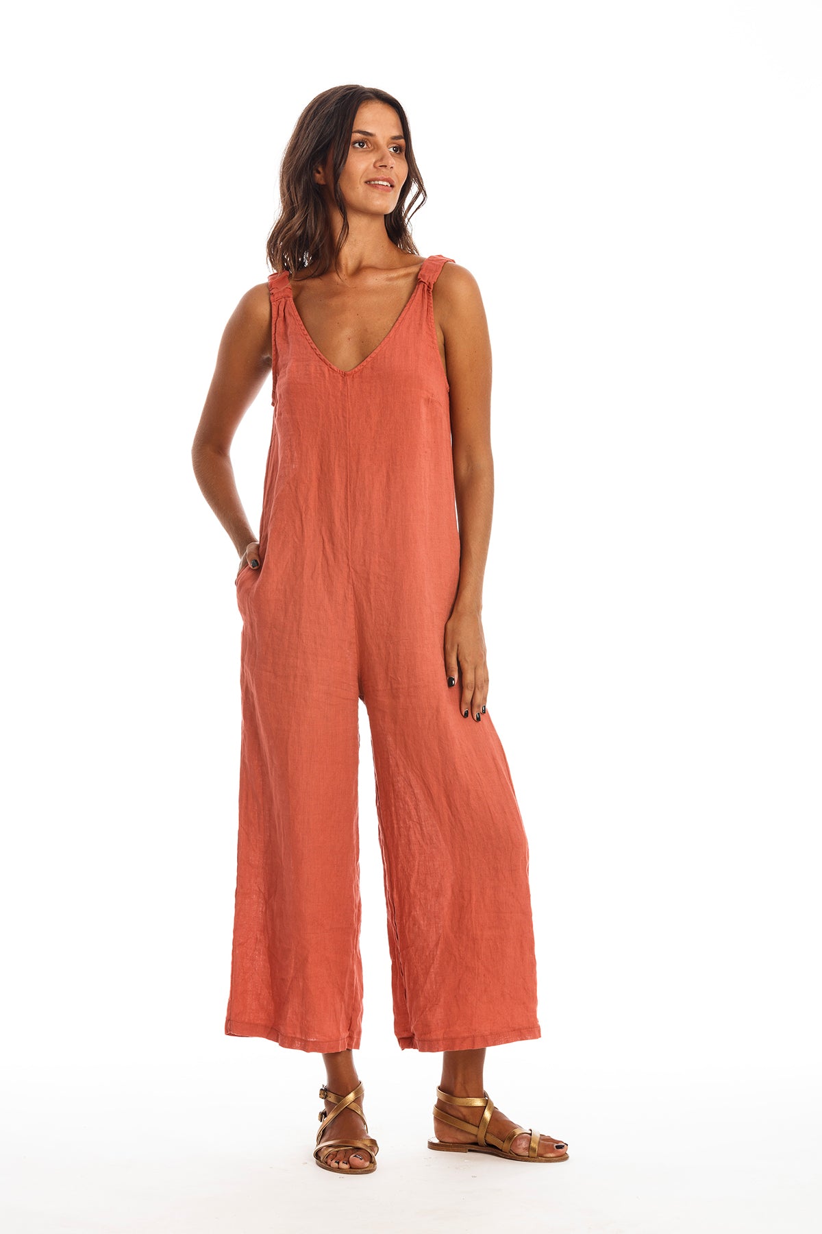RAVENS VIEW IBIZA Damen vegan Jumpsuit Menorca Erde Rot