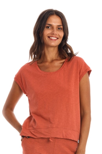 RAVENS VIEW IBIZA Damen vegan T-Shirt Ivy Erde Rot