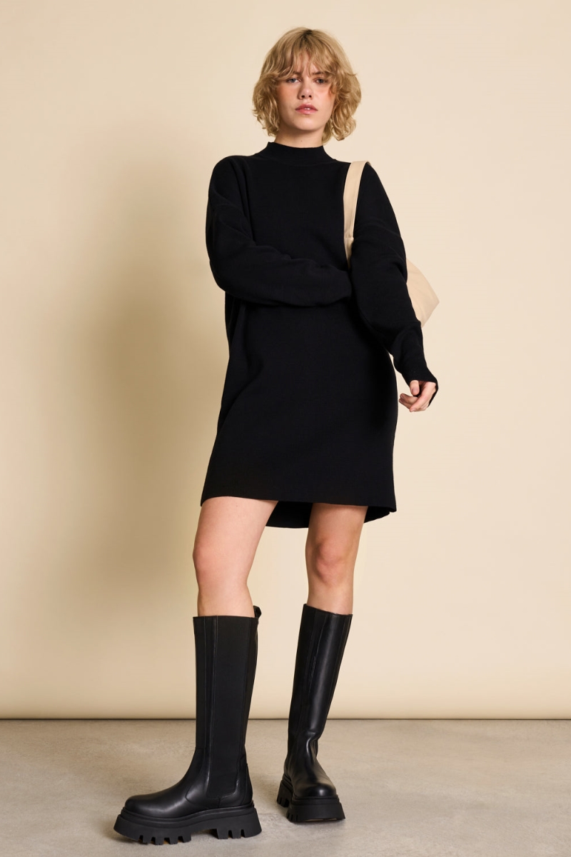 JAN 'N JUNE Damen vegan Strickkleid Nuna Schwarz