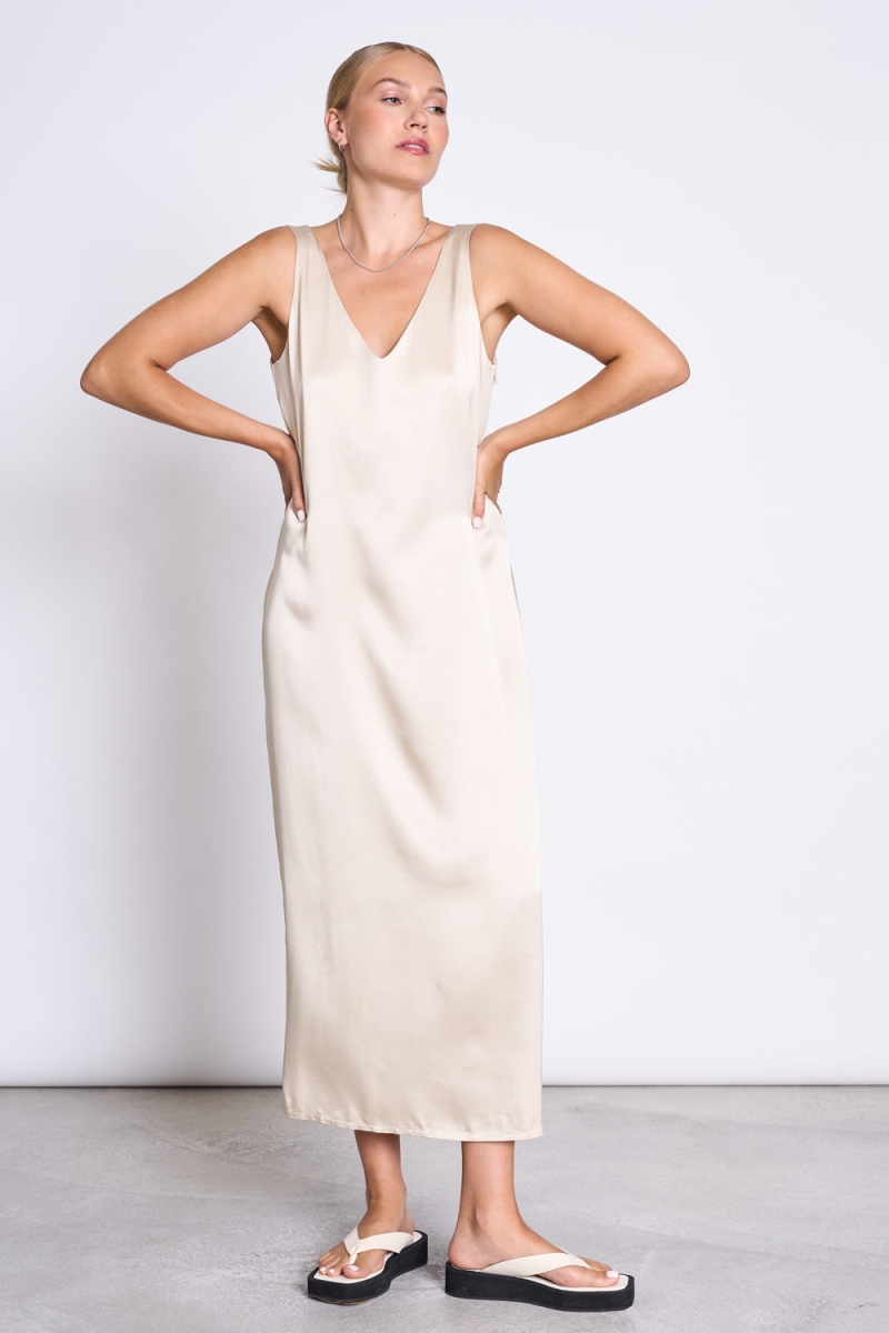 JAN 'N JUNE Damen vegan Maxikleid Benvie Elfenbein