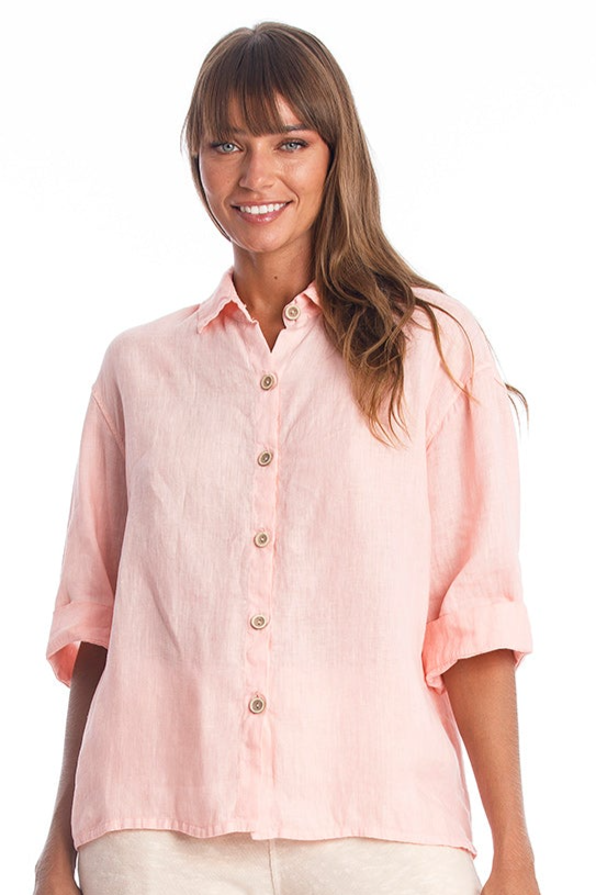 RAVENS VIEW IBIZA Damen vegan Bluse Sommer Pink Panther