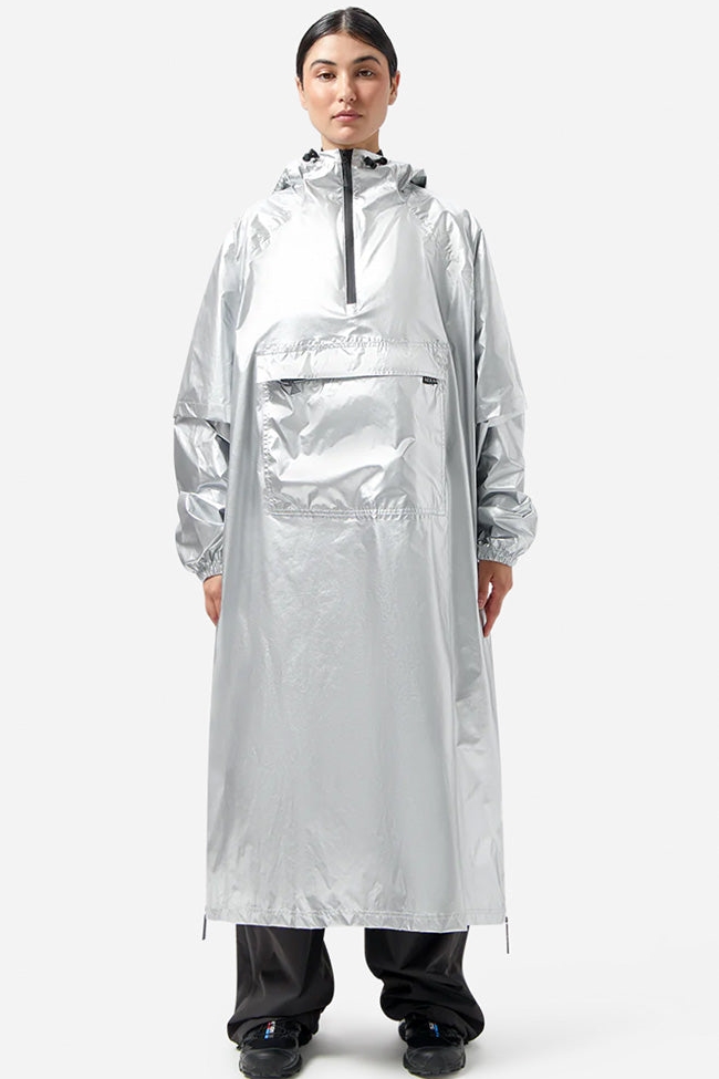 Maium Herren vegan Regenmantel Poncho Silber