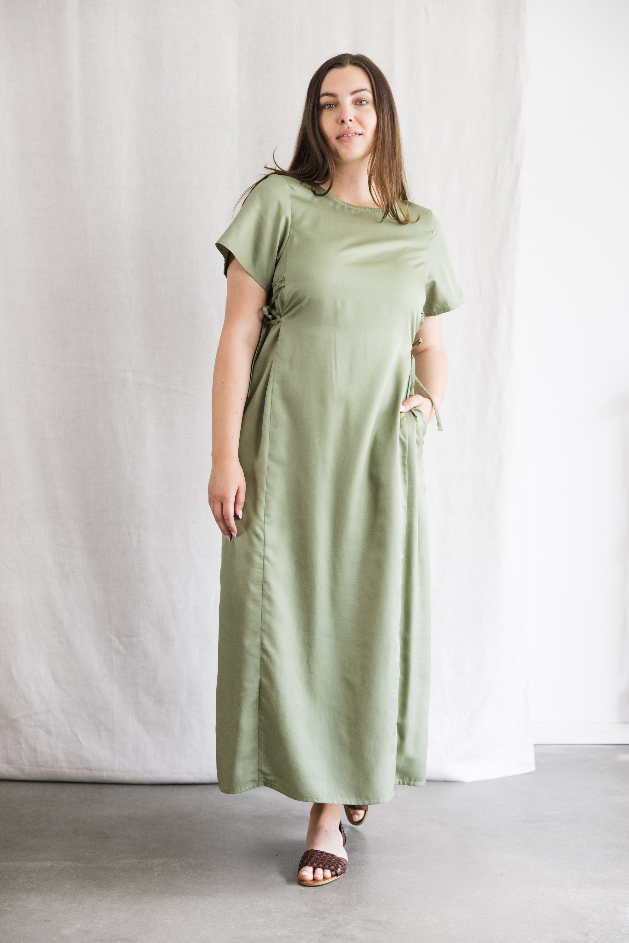 Jyoti - Fair Works Damen vegan Kleid Ishani Matcha Grün