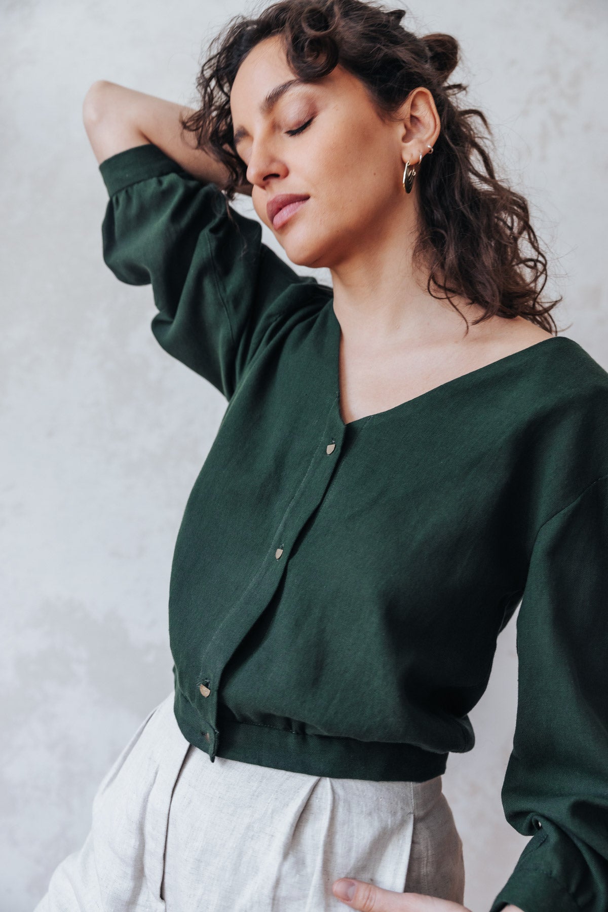 Jyoti Fair Works Damen vegan Bluse Sahay Olive