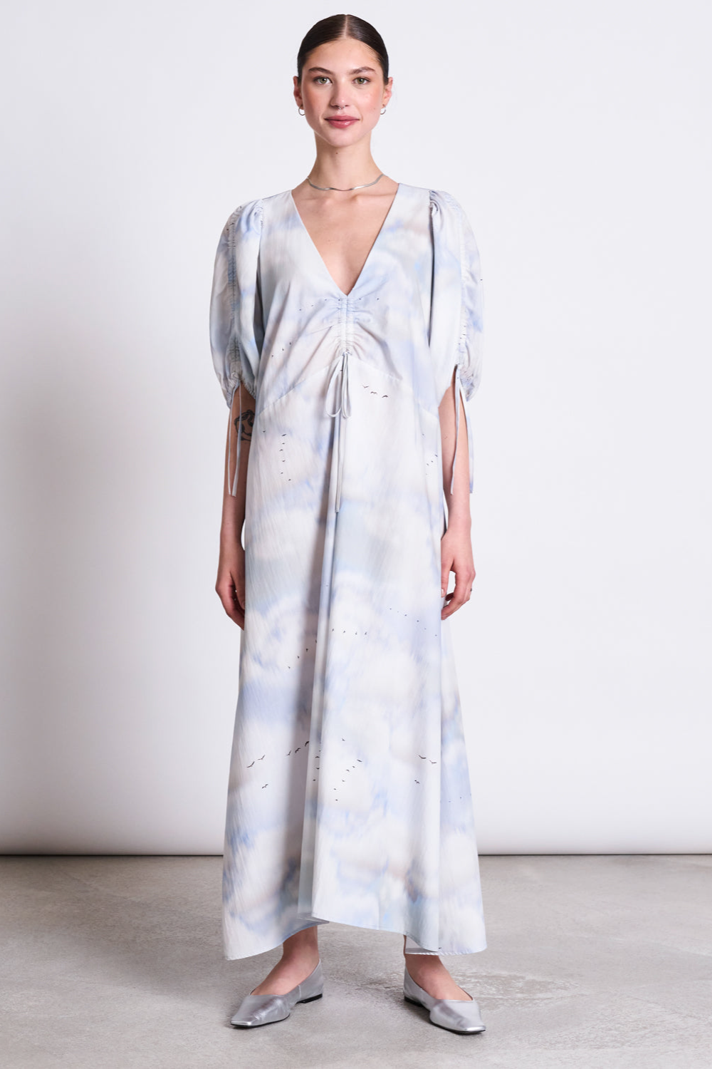 JAN 'N JUNE Damen vegan Maxikleid Dans Cloud Print