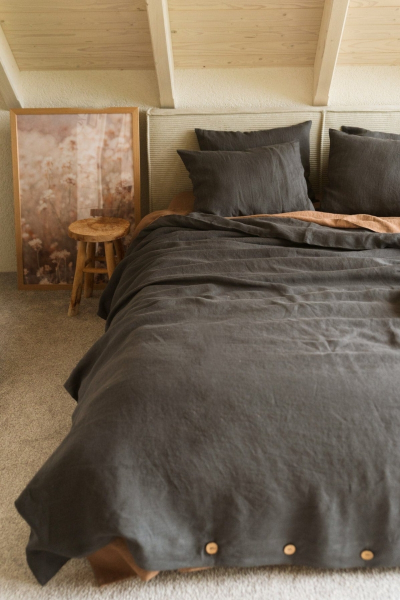 AmourLinen unisex vegan Set Bettwäsche Holzkohle