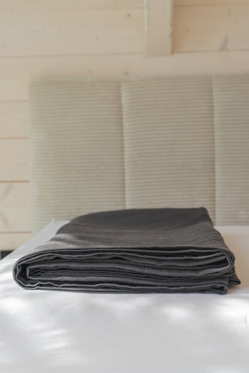 AmourLinen unisex vegan Flaches Laken Holzkohle