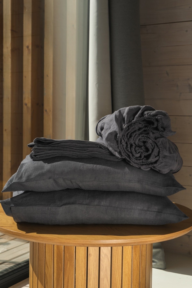 AmourLinen unisex vegan Set Bettlaken Holzkohle