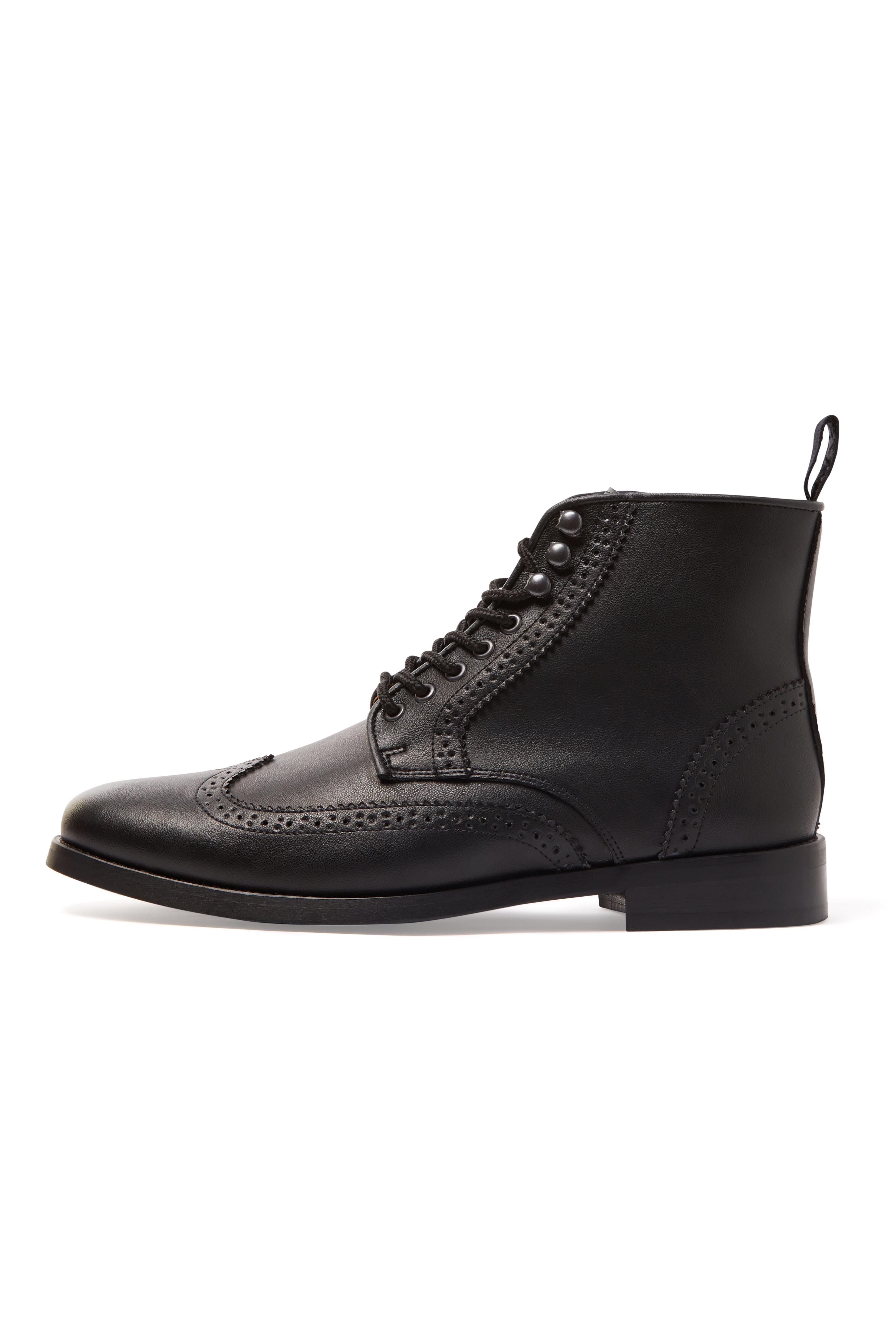 Will's Vegan Store Herren vegan Brogue-Stiefel Schwarz