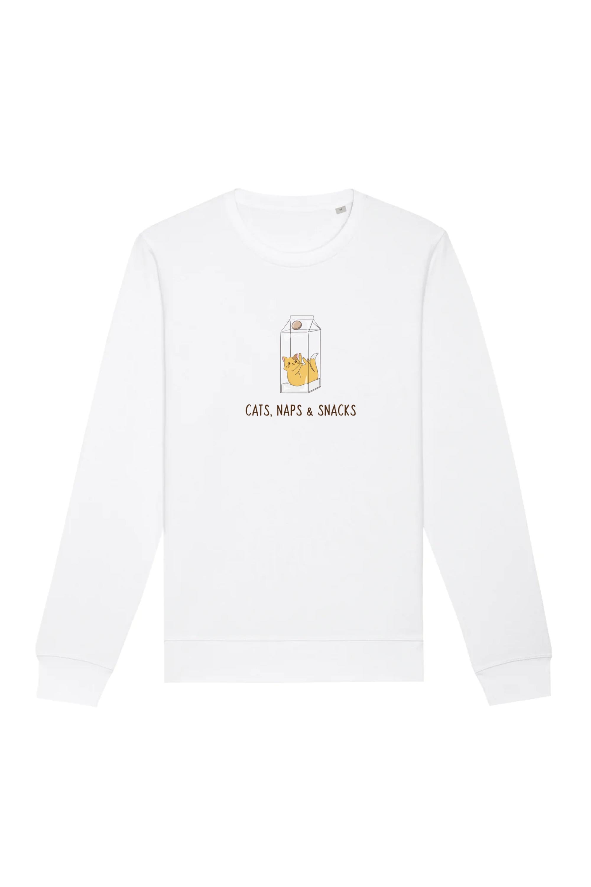 Oat Milk Club Damen vegan Sweatshirt Cats, Naps & Snacks Snacks WeiÃŸ