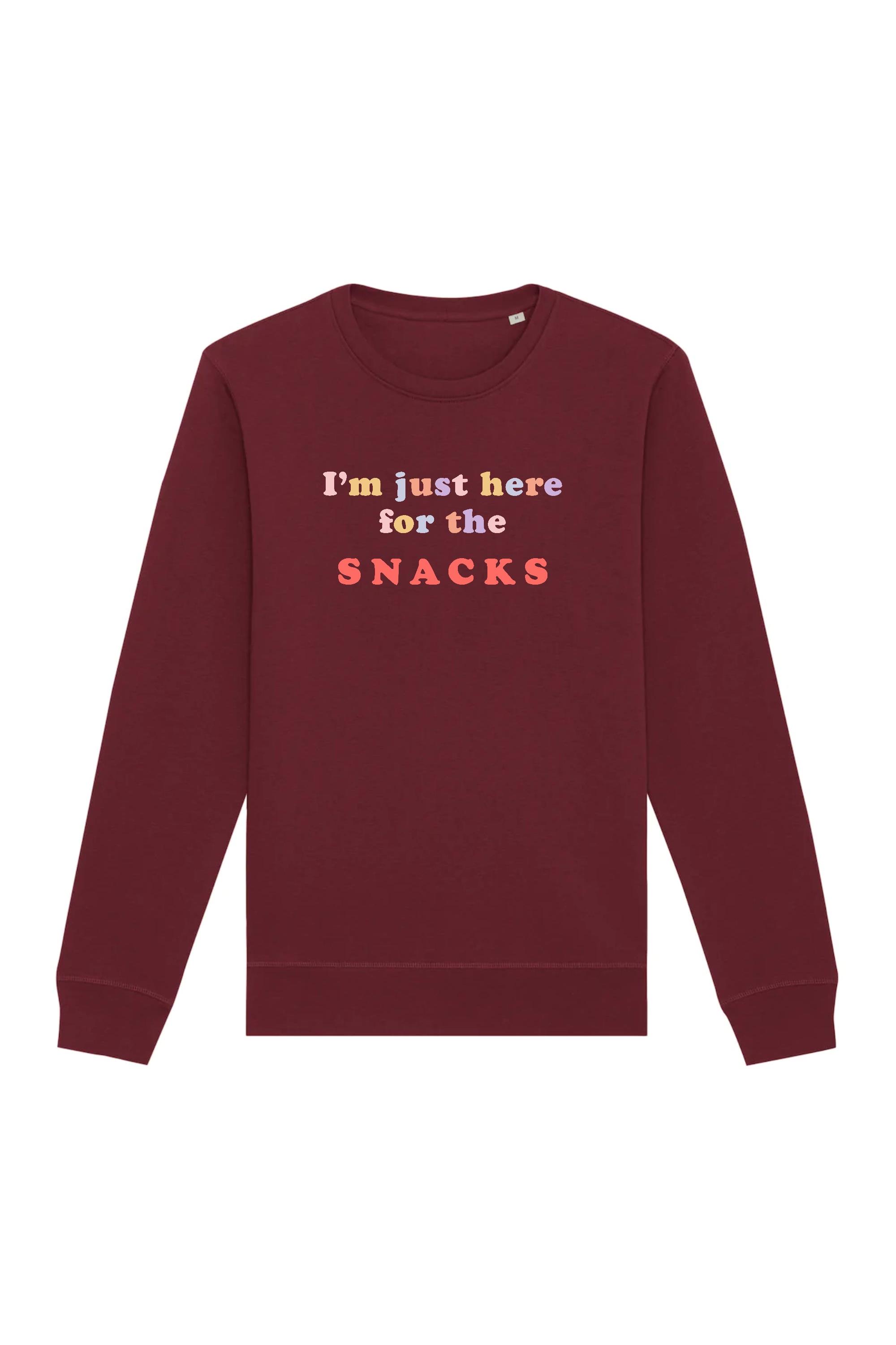 Oat Milk Club Damen vegan Sweatshirt Just Here For The Snacks Bordeaux