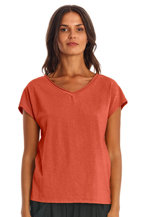 RAVENS VIEW IBIZA Damen vegan T-Shirt Arizona Erde Rot