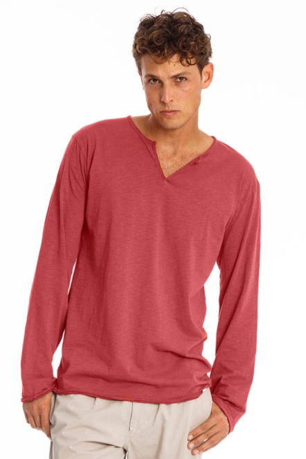 RAVENS VIEW IBIZA Herren vegan T-Shirt Lange Ã„rmel Eros Erde Rot