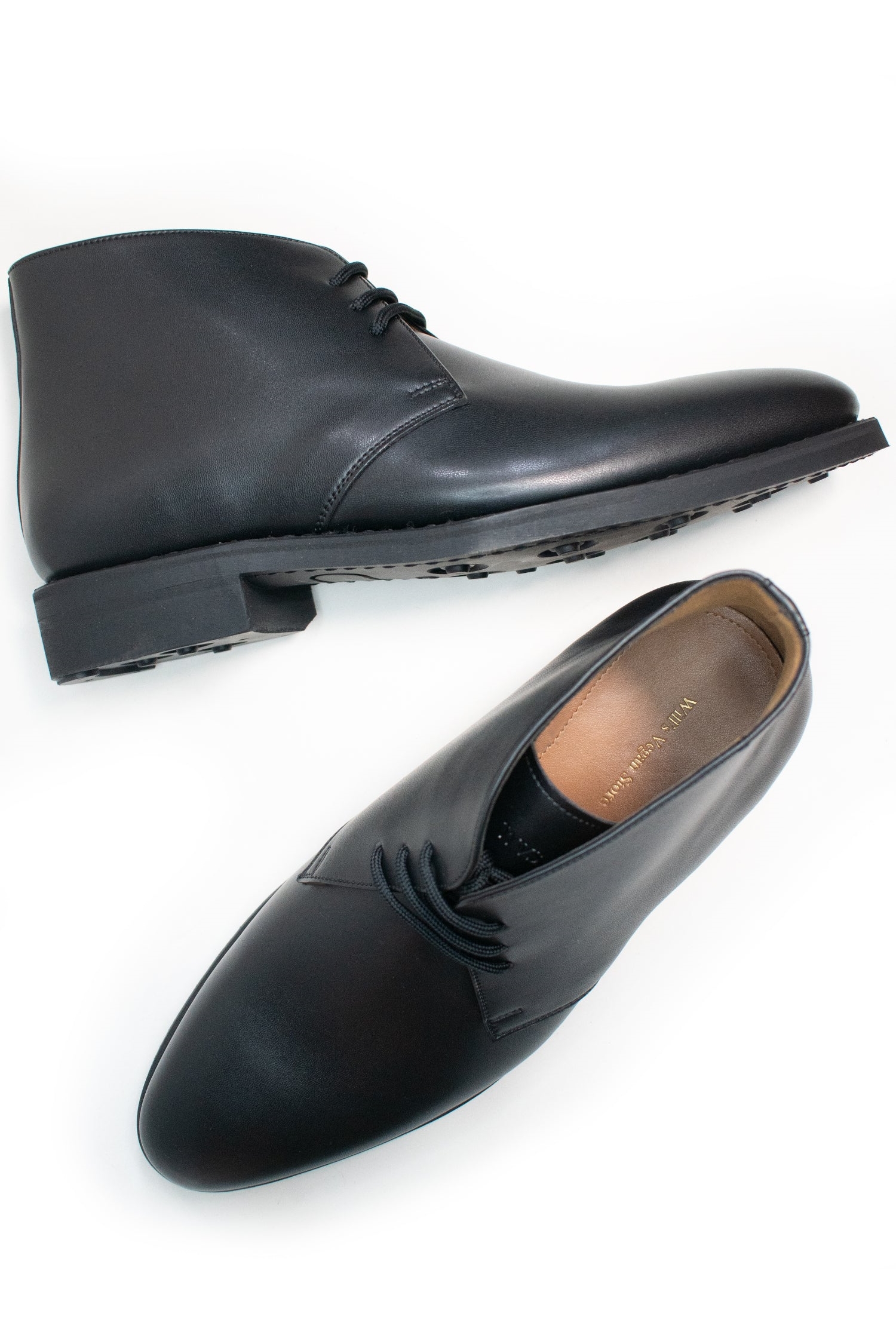 Will's Vegan Store Herren vegan Chukka Stiefel Goodyear Welt Schwarz