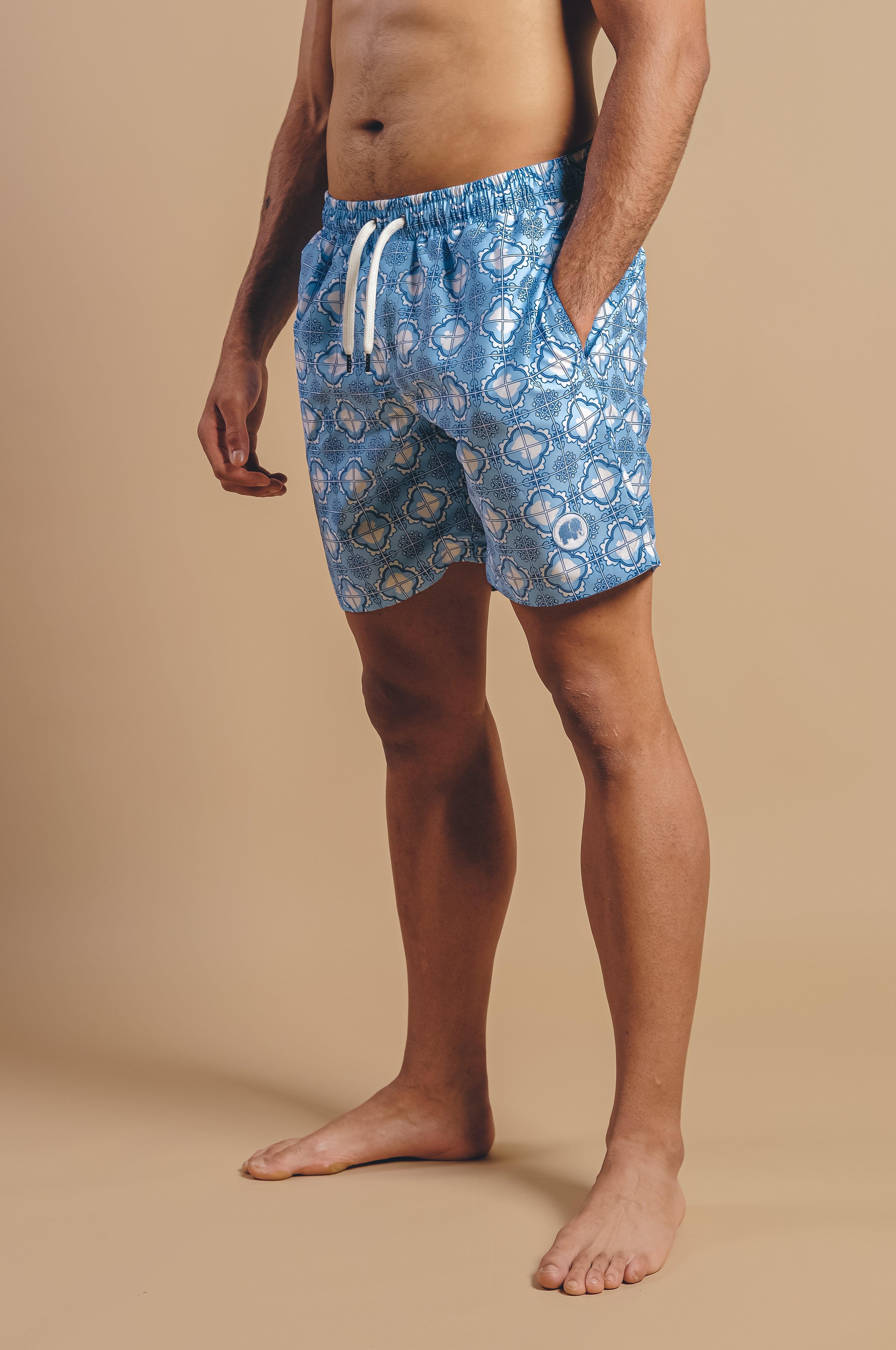 Trendsplant Herren vegan Badehose Kacheln Hellblau