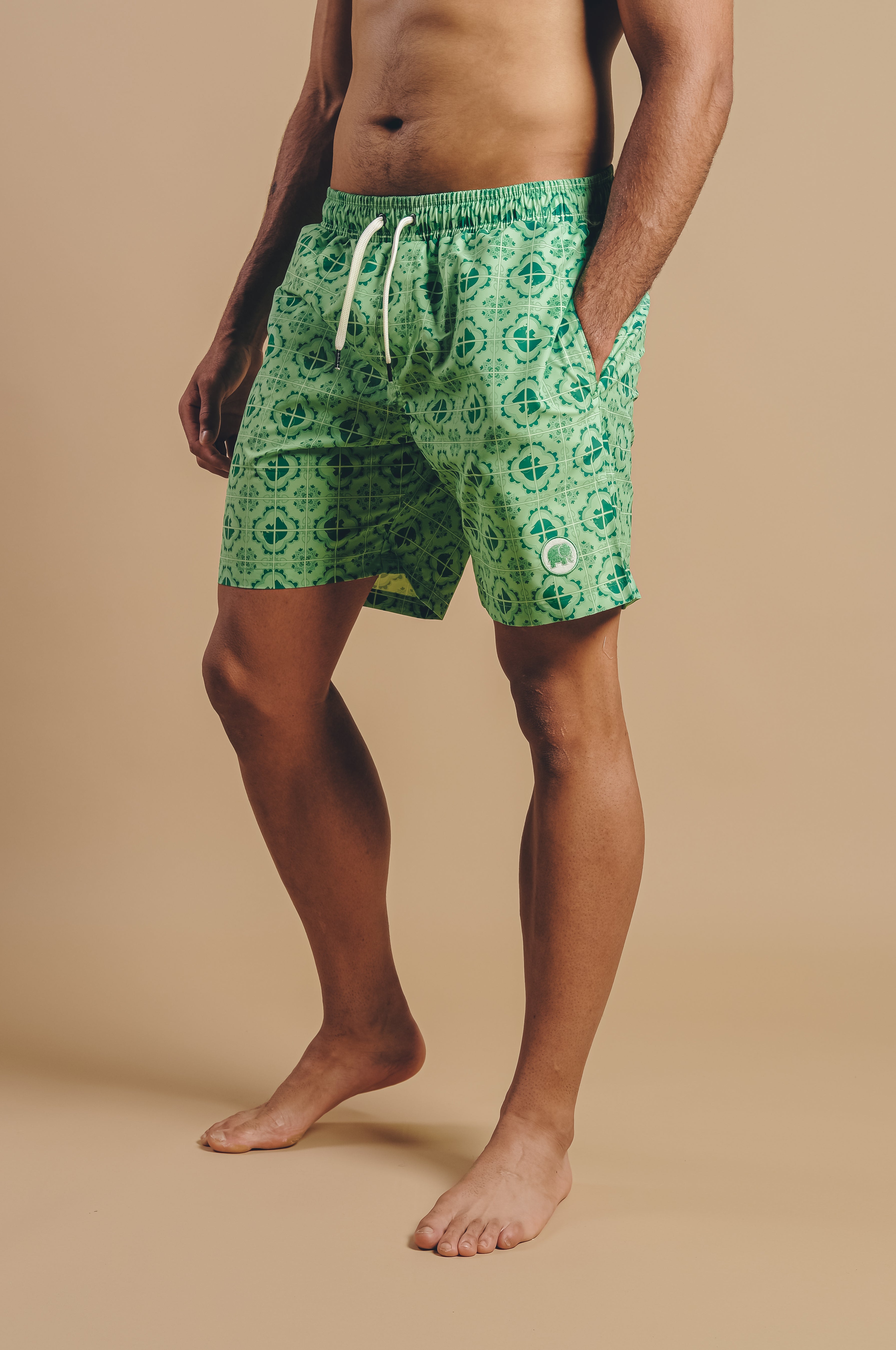 Trendsplant Herren vegan Badehose Kacheln GrÃ¼n