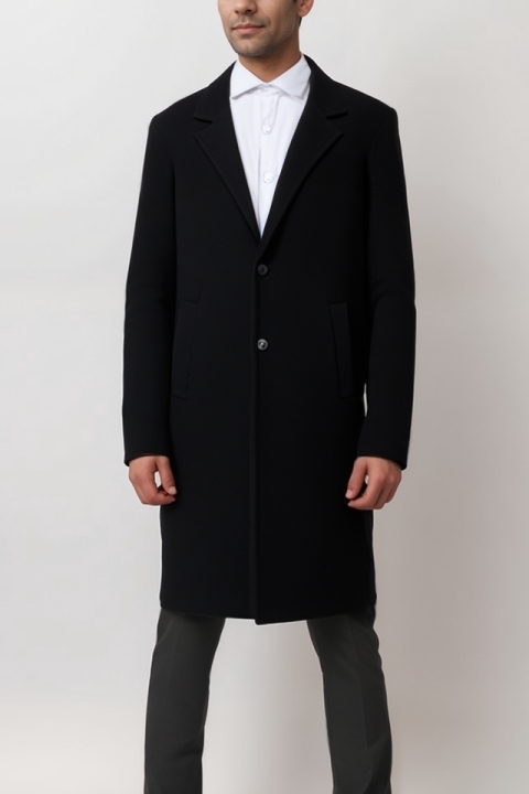 Will's Vegan Store Herren vegan Herrenmantel Strukturierte Vegane Wolle Schwarz