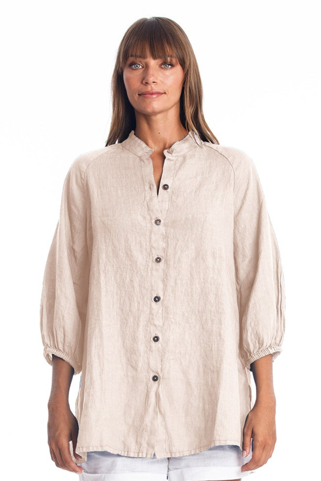RAVENS VIEW IBIZA Damen vegan Hemd Mei Sand