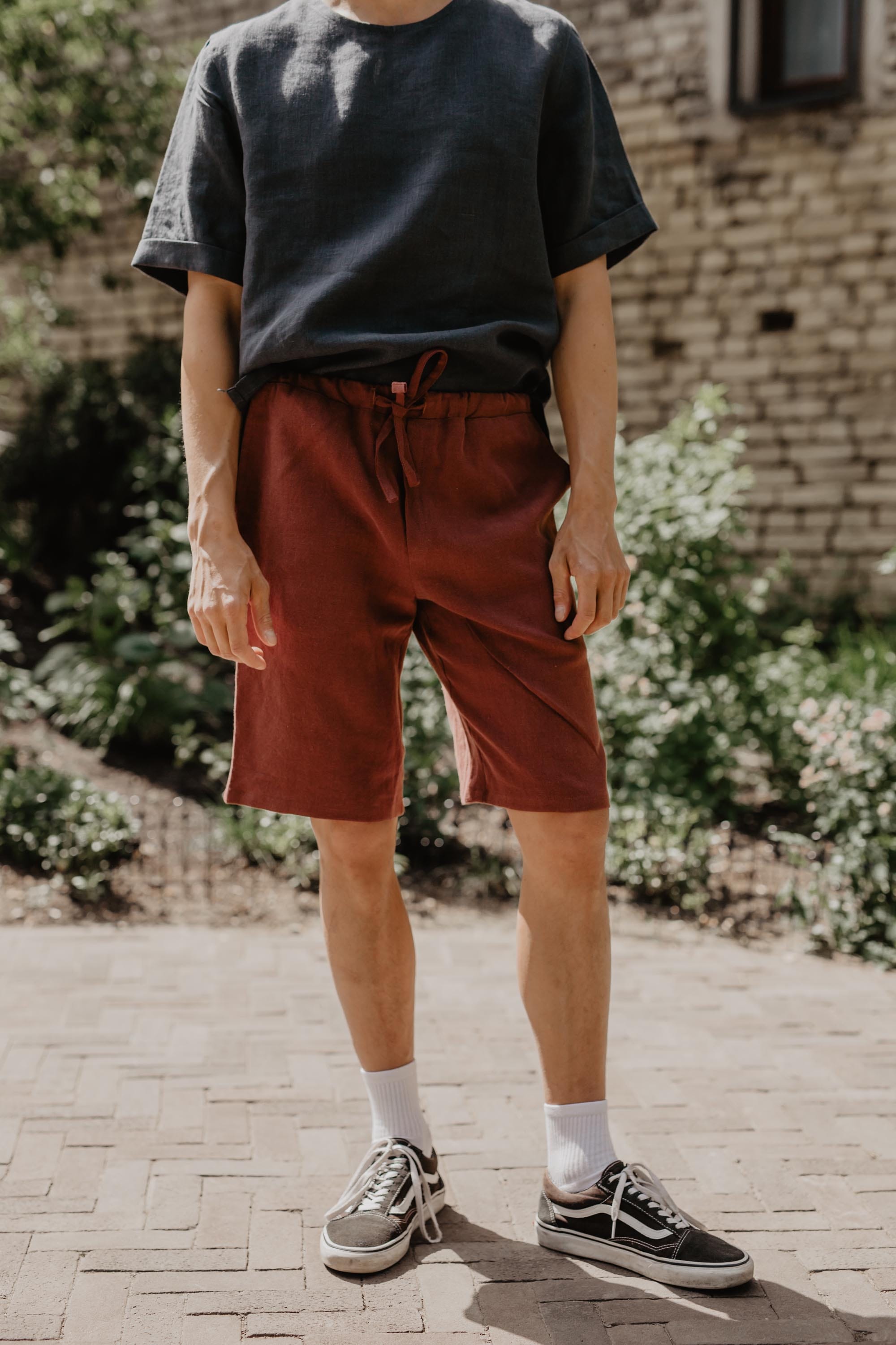 AmourLinen Herren vegan Shorts Classic Hermes Terracotta