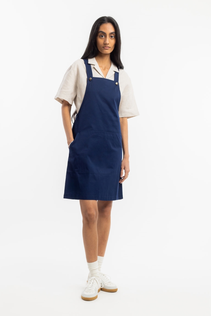 Rotholz Damen vegan Kleid Latzhose Navy