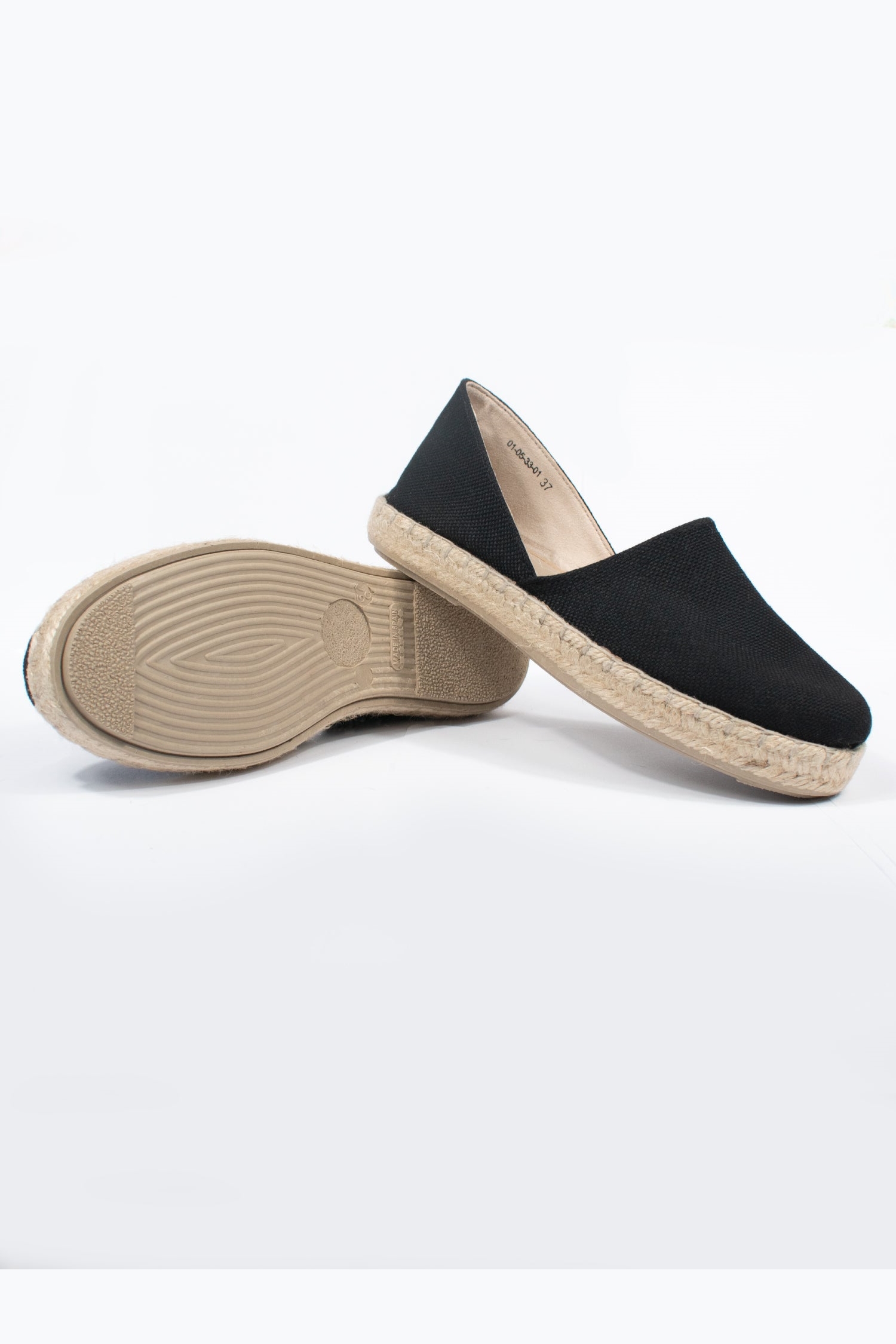 Will's Vegan Store Damen vegan Sandalen Espadrille Schwarzes Segeltuch