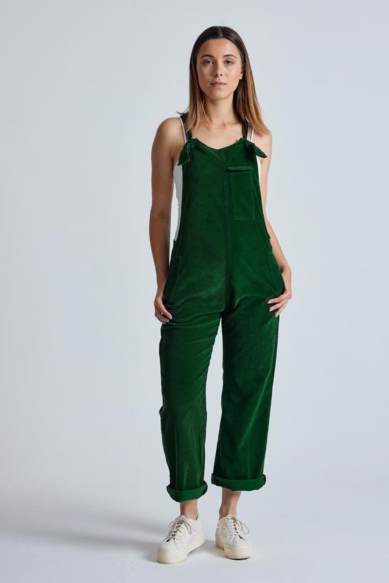 Flax and Loom Damen vegan Latzhose Corduroy Mary Lou Winter GrÃ¼n