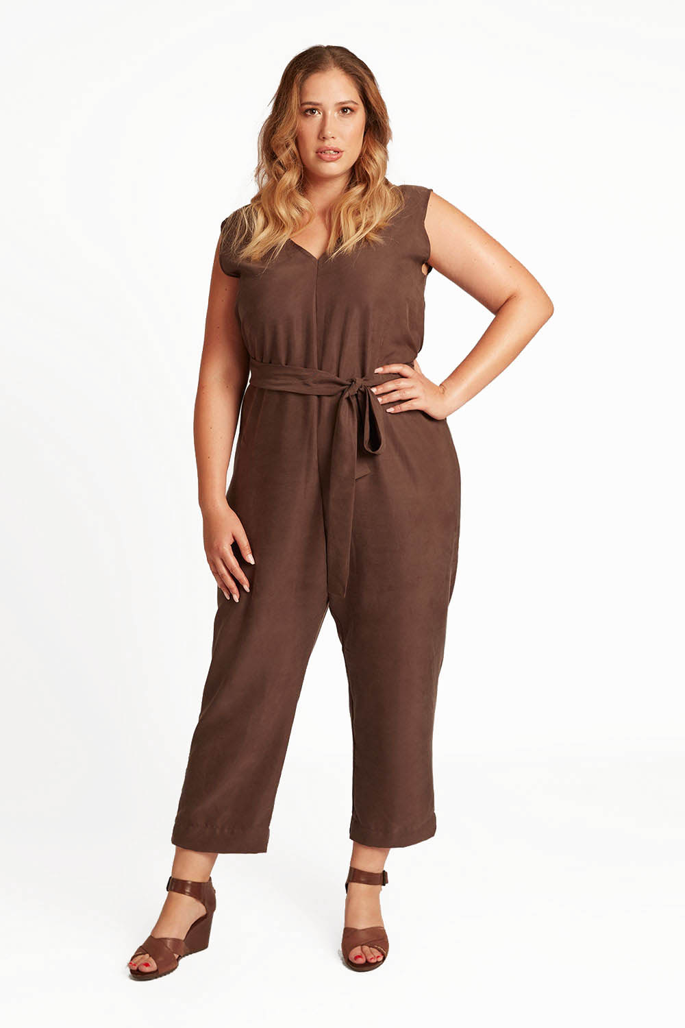 Widda Damen vegan Jumpsuit Enibas Taupe Braun