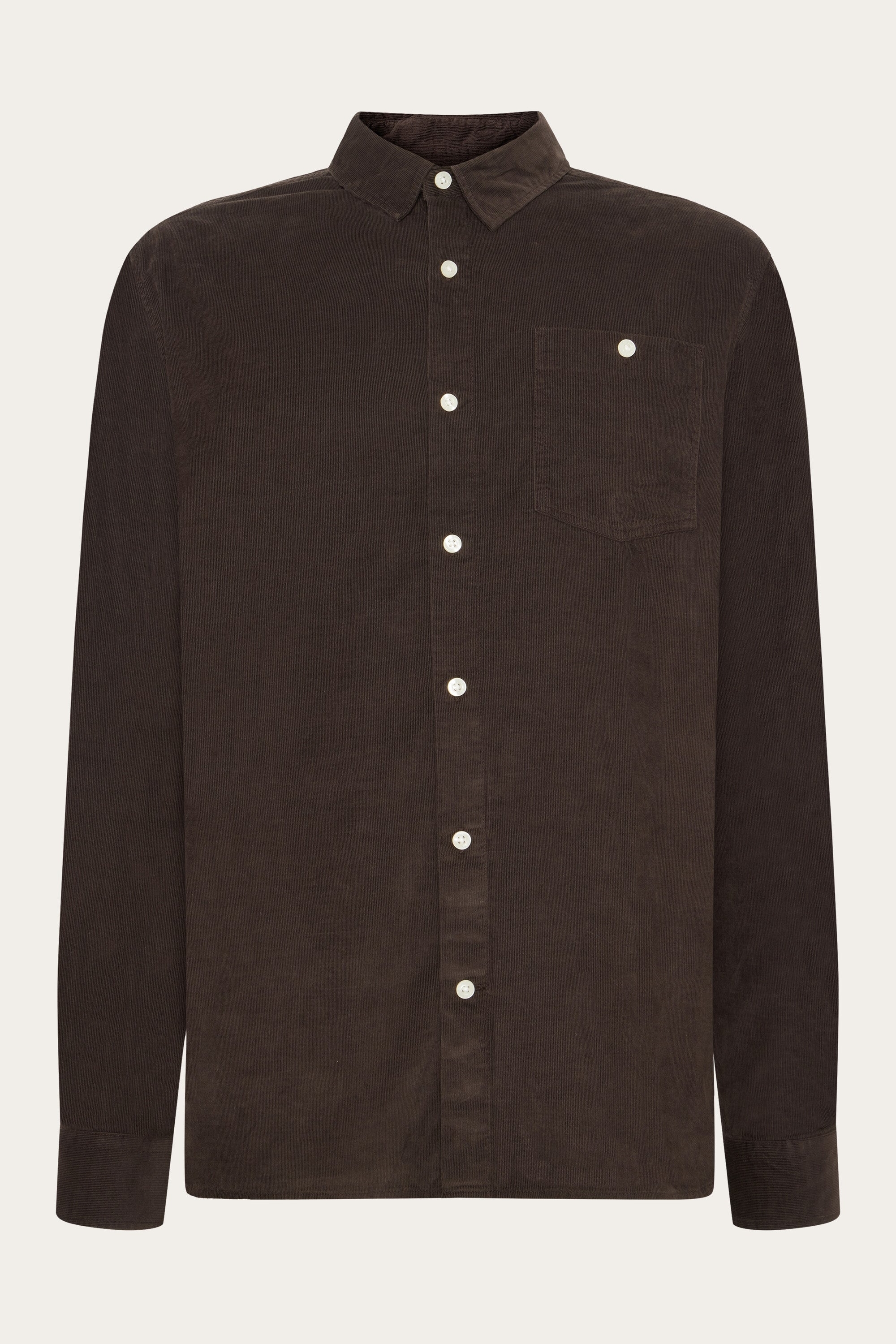 KnowledgeCotton Apparel Herren vegan Hemd Corduroy Regular Chocolate Torte