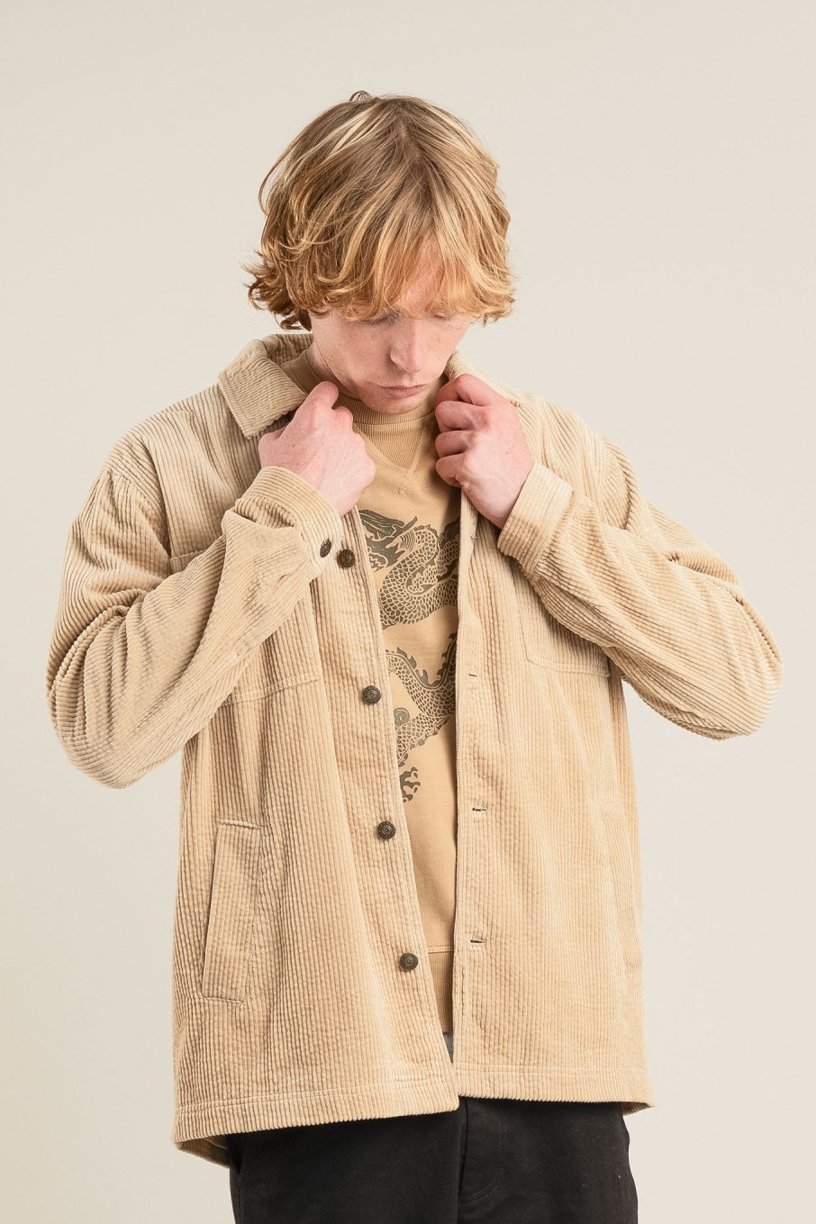 KOMODO Herren vegan Jacke Stanley Cord Croissant Beige