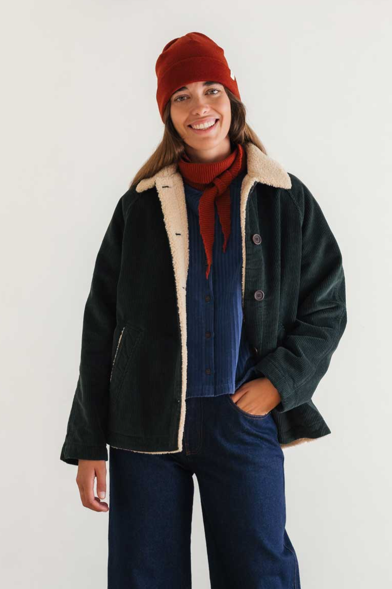 TWOTHIRDS Damen vegan Cordjacke Misali DunkelgrÃ¼n
