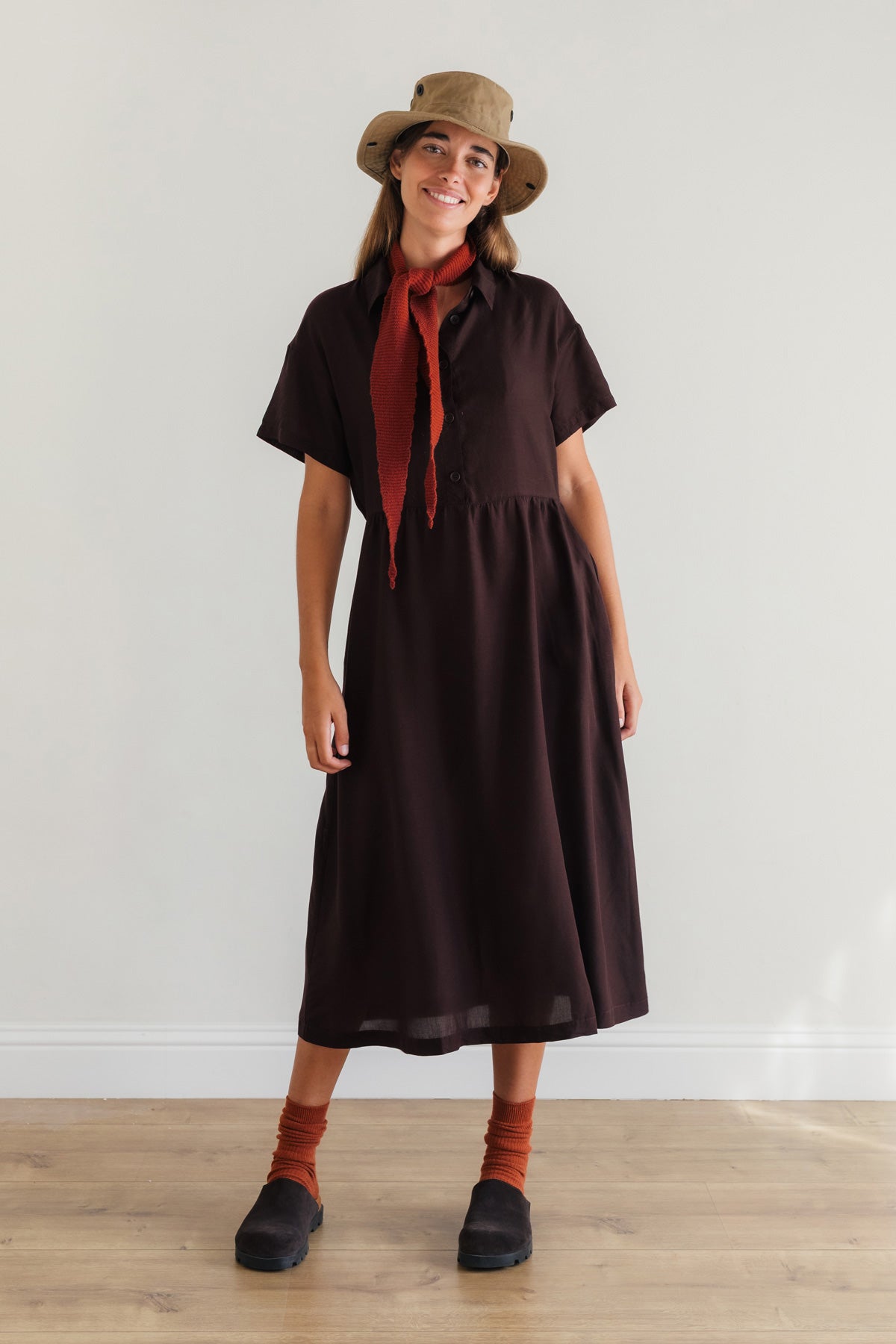 TWOTHIRDS Damen vegan Kleid Antipaxos Braun