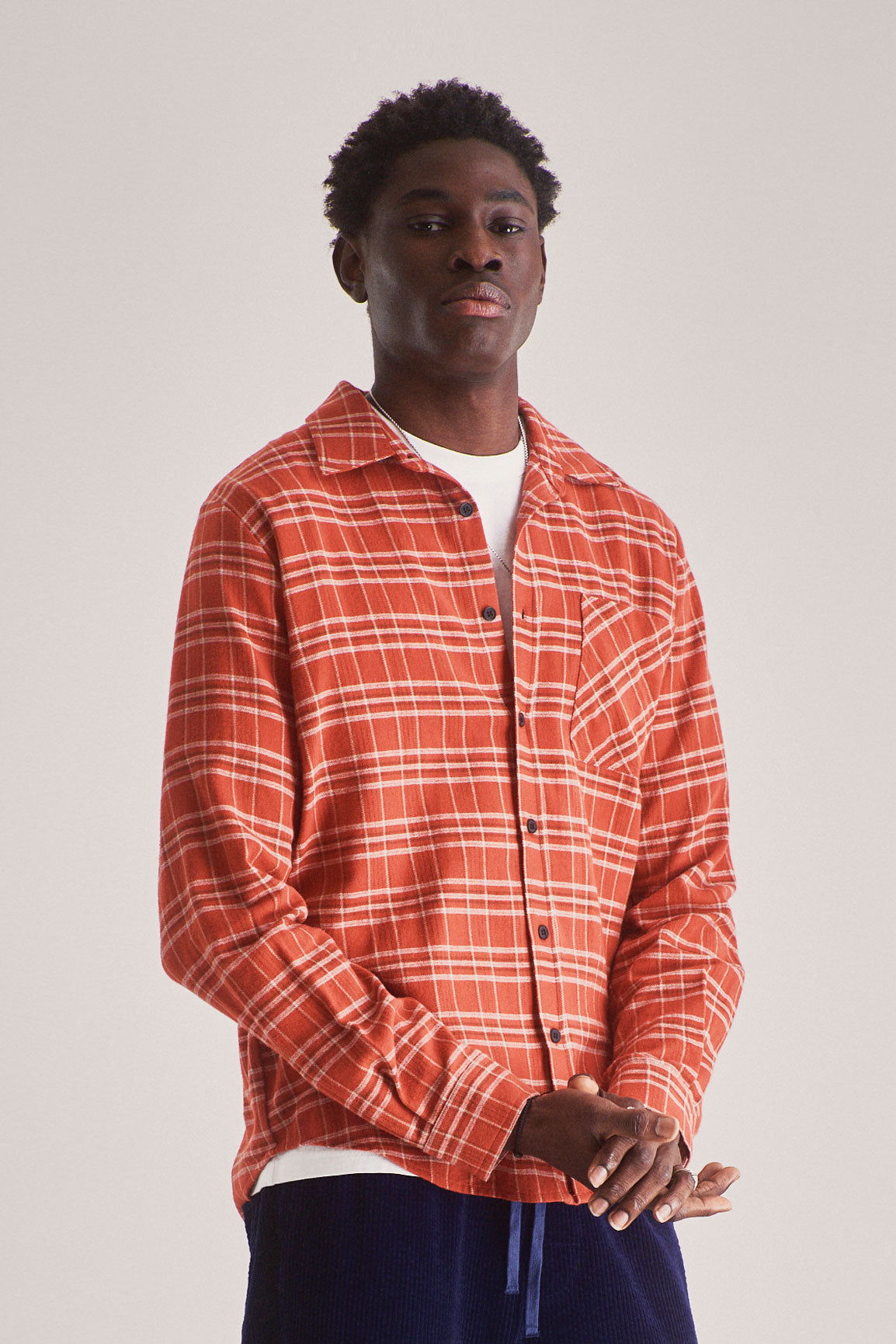 KOMODO Herren vegan Flanellhemd Santi Rot Orange