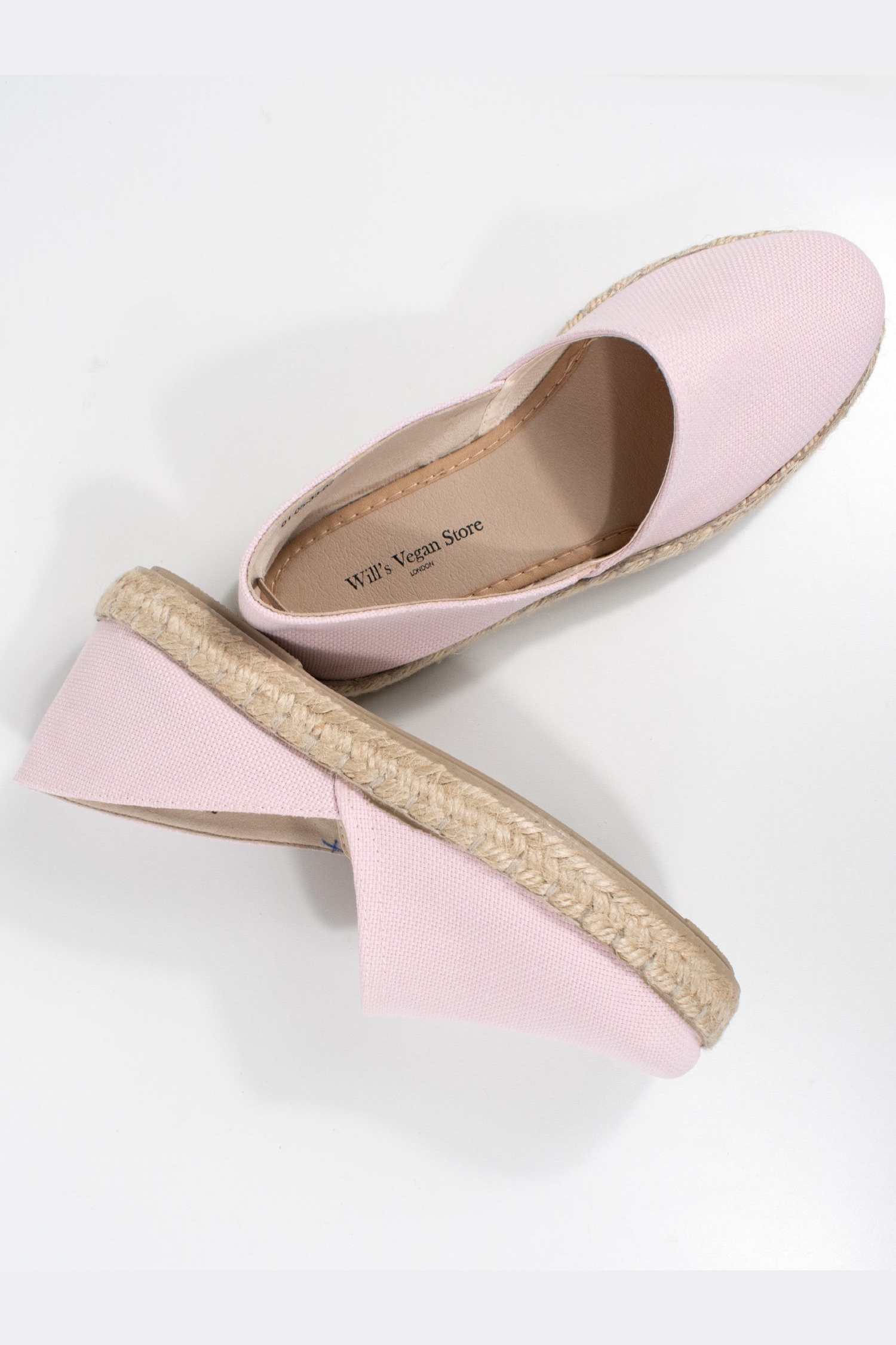 Will's Vegan Store Damen vegan Espadrille-Sandalen Aus Staubigem Rosa Segeltuch