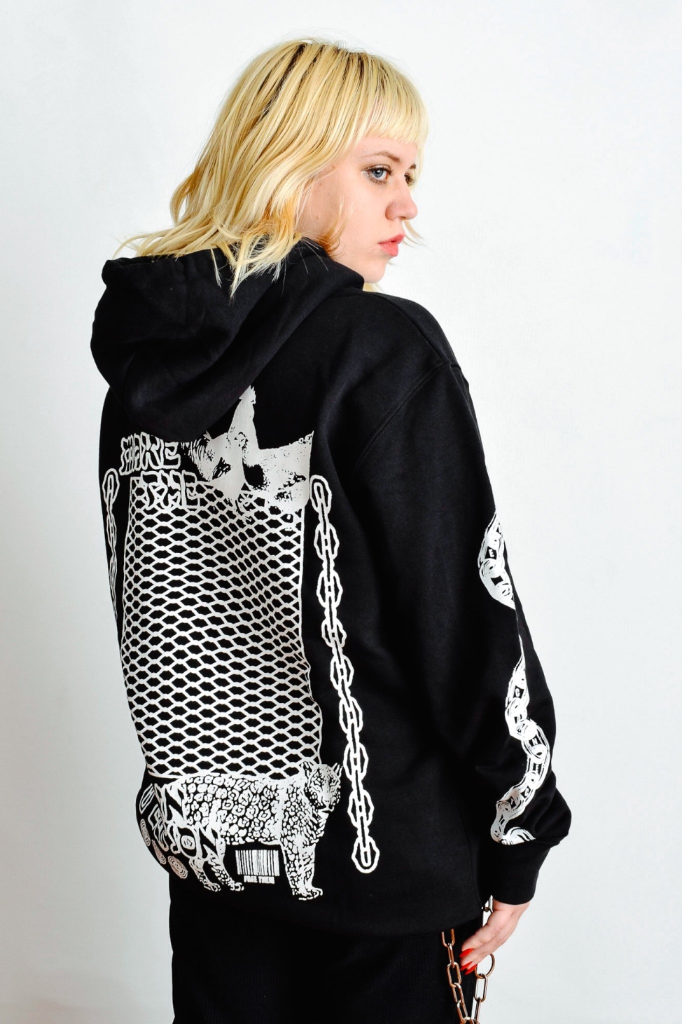 Plant Faced Clothing Damen vegan Make The Connection Hoodie - Zwart