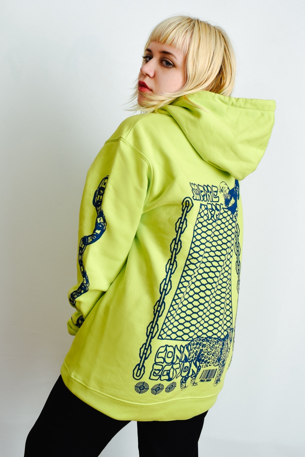Plant Faced Clothing Damen vegan Make The Connection Hoodie - Limegroen