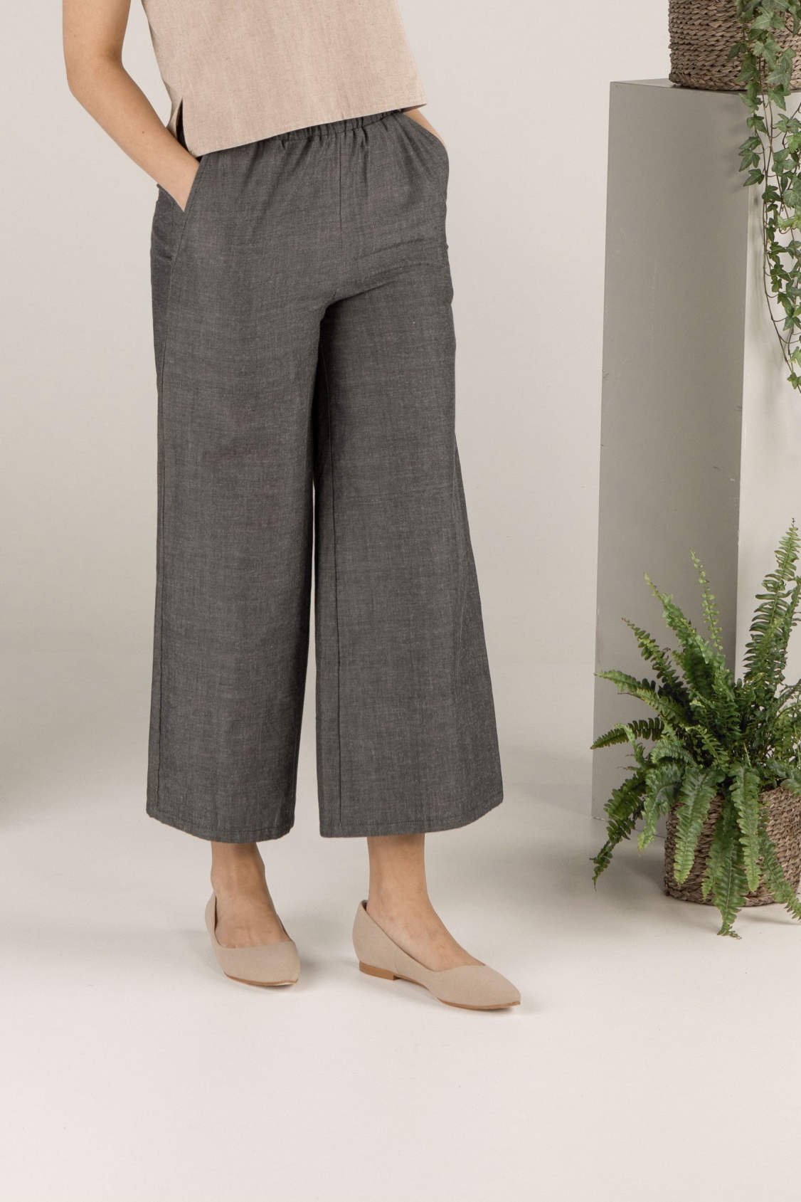 TAWAST Damen vegan Culottes Forest Whispers Holzkohle