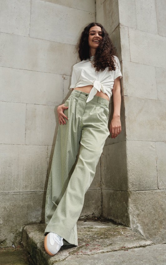 KOMODO Damen vegan Hose Lola GrÃ¼n Gestreift