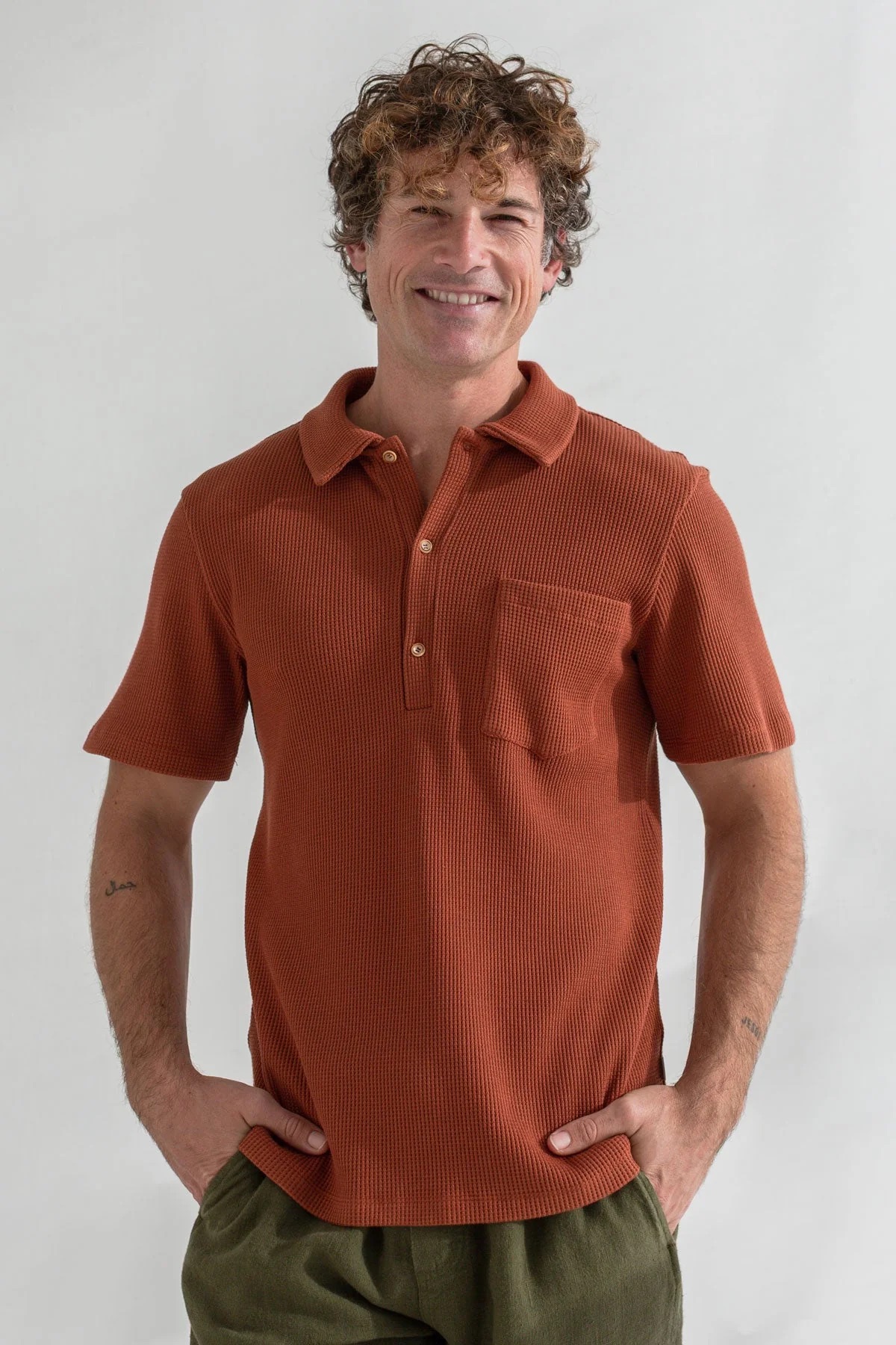 TWOTHIRDS Herren vegan Poloshirt Canning Kokosnussbraun