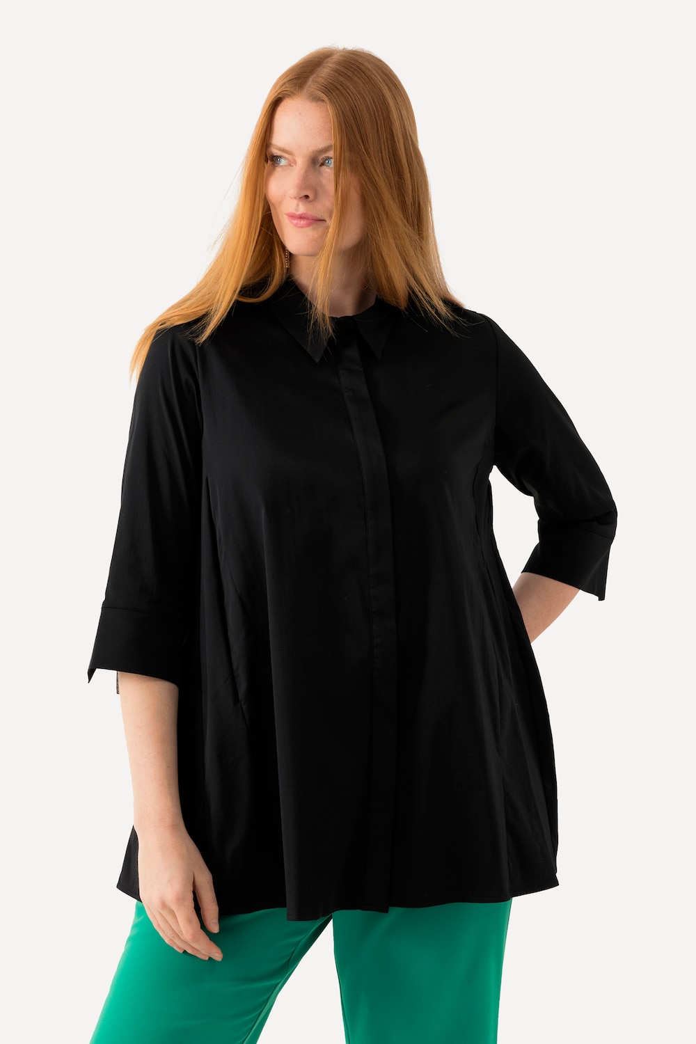 Große Größen Bluse, Damen, schwarz, Größe: 42/44, Baumwolle/Synthetische Fasern, Ulla Popken