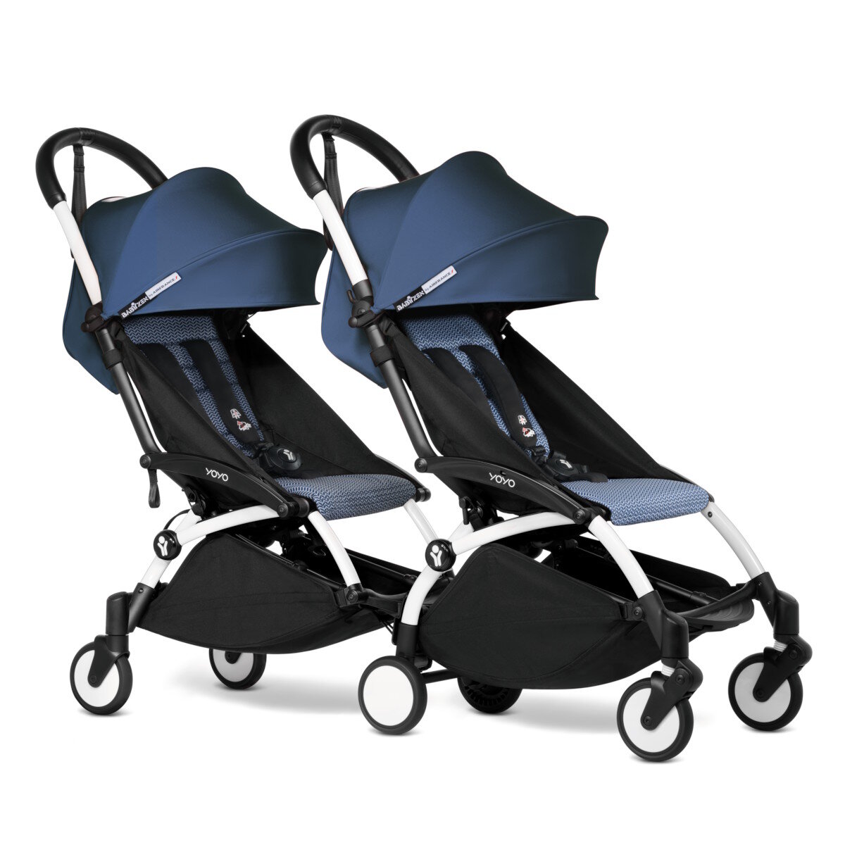 BABYZEN Geschwisterwagen YOYO² 6+ mit YOYO connect 6+ weiß Air France Blue