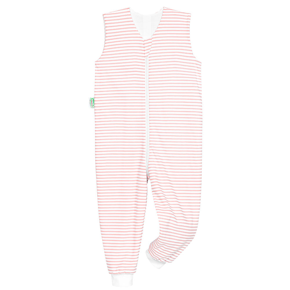 Odenwälder Jersey-Schlafoverall Hopsi stripes light coral 86/92