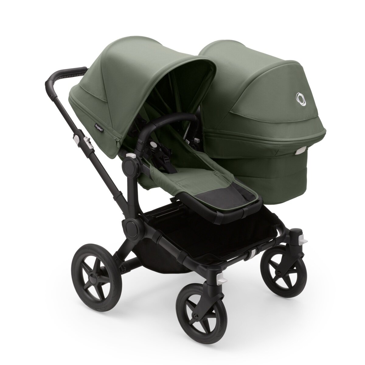 Bugaboo Donkey 5 Duo Geschwisterkinderwagen Komplett Schwarz - Waldgrün
