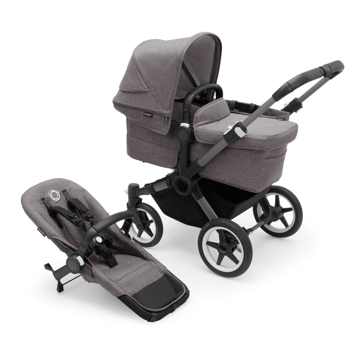 Bugaboo Donkey 5 Mono Mix & Match Kinderwagen Graphit - Grau Meliert Grau Meliert